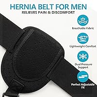 Vista 7 de Cinturones de hernia para hombres – Truss de soporte de hernia inguinal con almohadillas de compresión extraíbles – Correa ajustable para la ingle