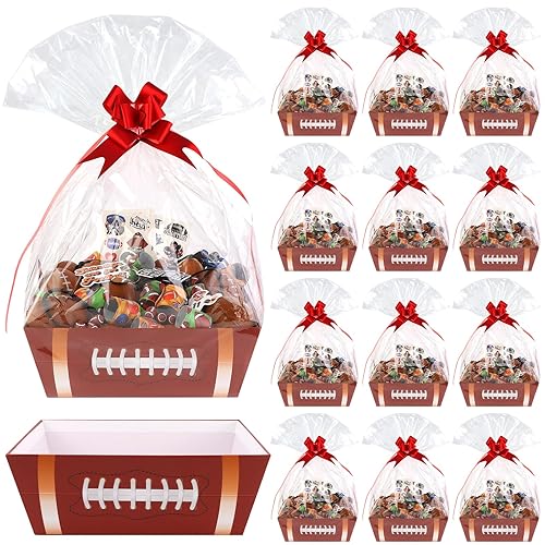Kolewo4ever 36 Pieces 12 Pack Football Baskets for Gifts Empty