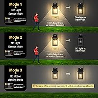 Vista 5 de Porch Lights Outdoor Dusk to Dawn Motion Sensor Solar Wall Lantern Separate Panel & Battery Replaceable Exterior Waterproof Wall Sconce Lighting