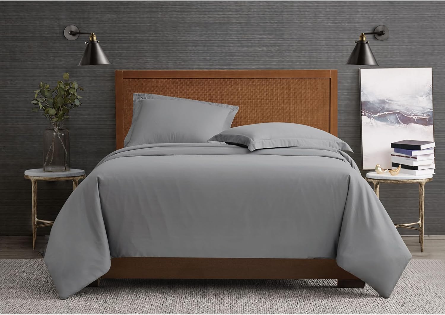 London Fog Garment Washed Solid Duvet Set Grey Microfiber 3-Piece King Duvet Set, Solid Themed, Adult and Teen, Oeko-TEX Certified