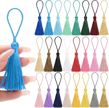 NACHLYNN 24PCS 4.3 Inch Handmad Silk Tassels for Crafts with 2 Inch Loops 2.37 Inch Tassels for Keychains Making DIY Jewelry Bookmarks Earrings Craft Accessory TagsAssorted Colors
