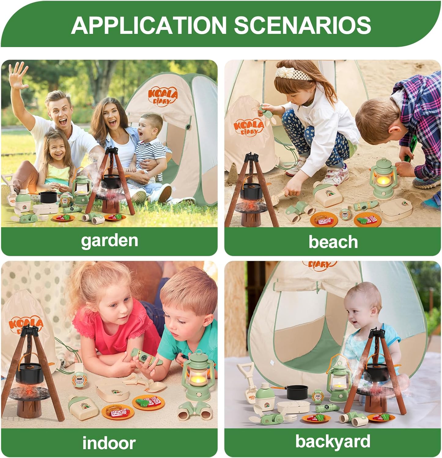 Kids Camping Set – an Indoor/Outdoor Pretend Play Adventure kit Featuring a Tent, Oil lamp, Stove, and More. Perfect for Ages 3+ - Image 6