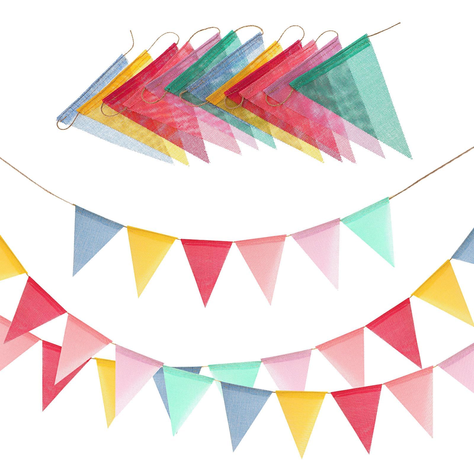 16M/52Ft Pennant Banner Flags Colorful Triangle Banner Polyester Party Banners Bunting Flags Outdoor Party Decorations for Birthday Easter Carnival (4 Strings)