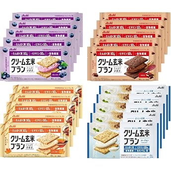 Asahi Group Foods, Cream Brown Rice Blan, Blueberry, Cocao, Maple, Yogurt, Protein, Functional Food, Dietary Fiber, Nutritional Diet, 4 Types x 5 Bags Each 80 Sheets
