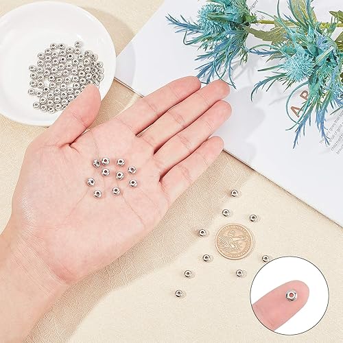 Miniatura 2 de UNICRAFTALE 100 cuentas de metal Rondelle de 0.079 pulgadas (0.079 in), cuentas espaciadoras de acero inoxidable de 0.236 in de diámetro, cuentas de