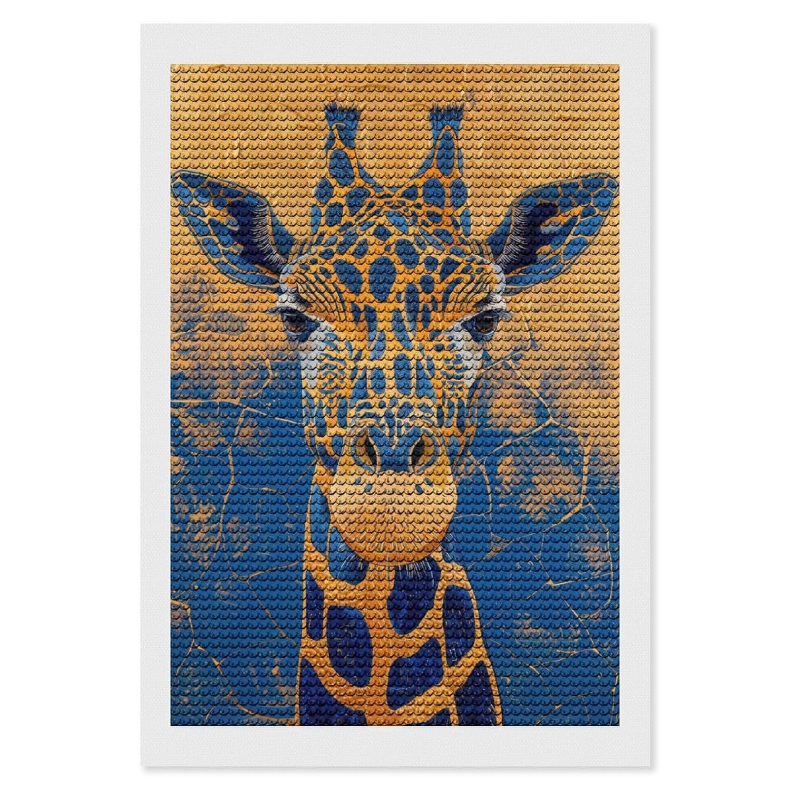 Junmoney Royal Giraffe Diamond Art Kit 8"x12", Modern Decor, for Adults, Printed Canvas, Holiday Gift Idea, Fun Craft Experience