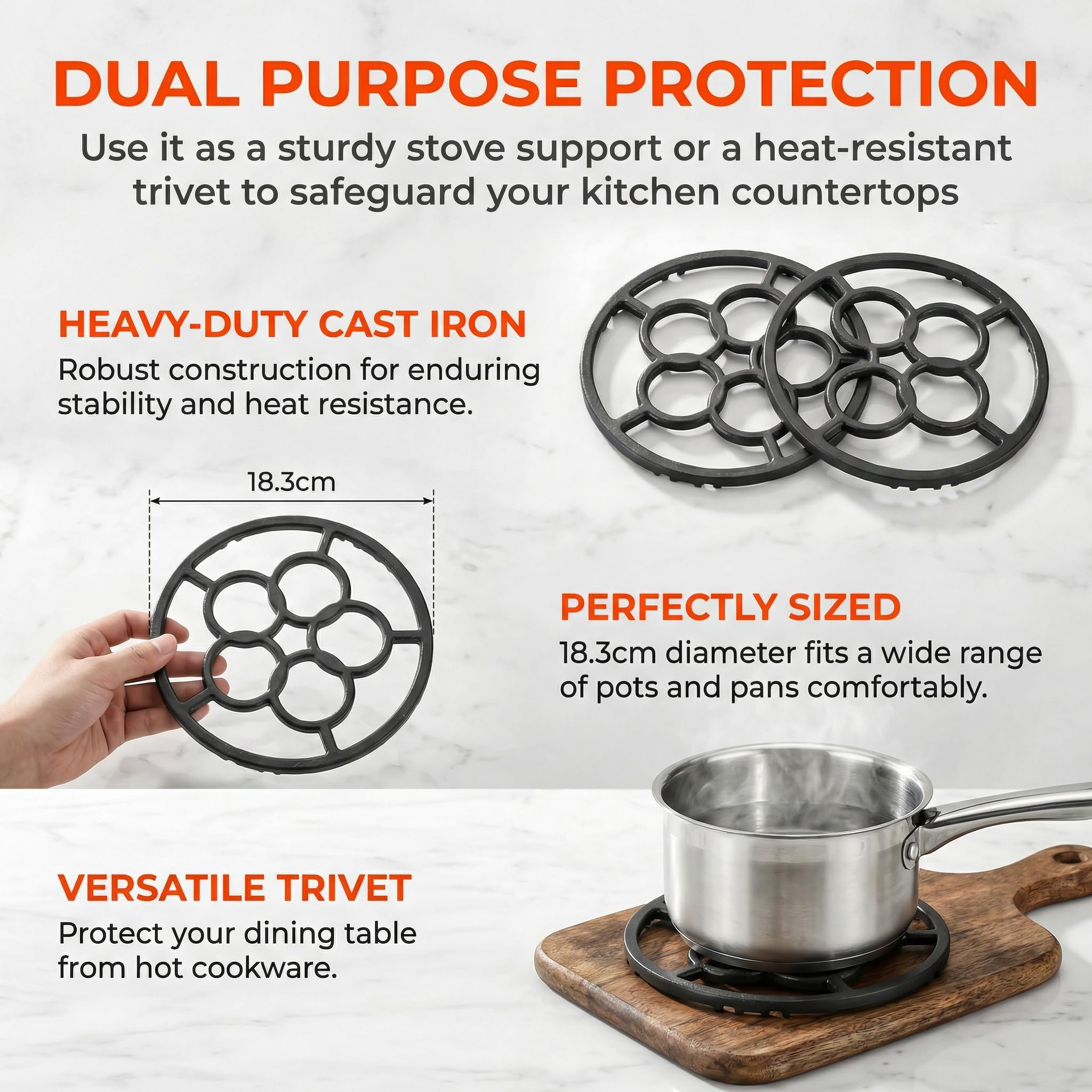 2 PCS Anillo de Soporte de Hierro Fundido para Wok Base para Hornillo de Gas Soporte para Cocina de Gas Soportes Universal para Cacerolas de Hierro Fundido Anillo de Soporte para Wok