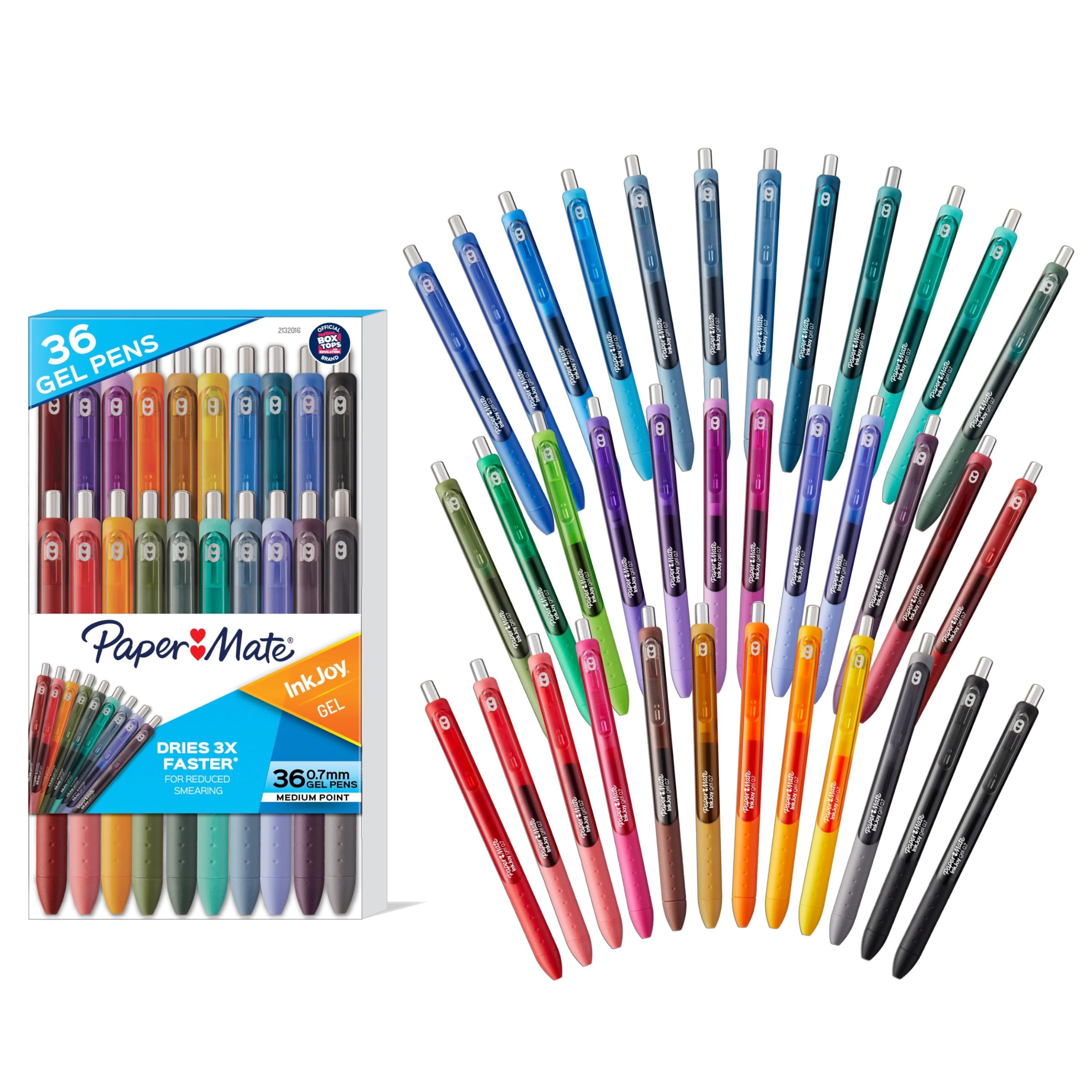 Paper Mate InkJoy Gel Pens, Retractable, Medium Point (0.7 mm), 36 Count - Office Supplies, Smooth, Colorful Ink