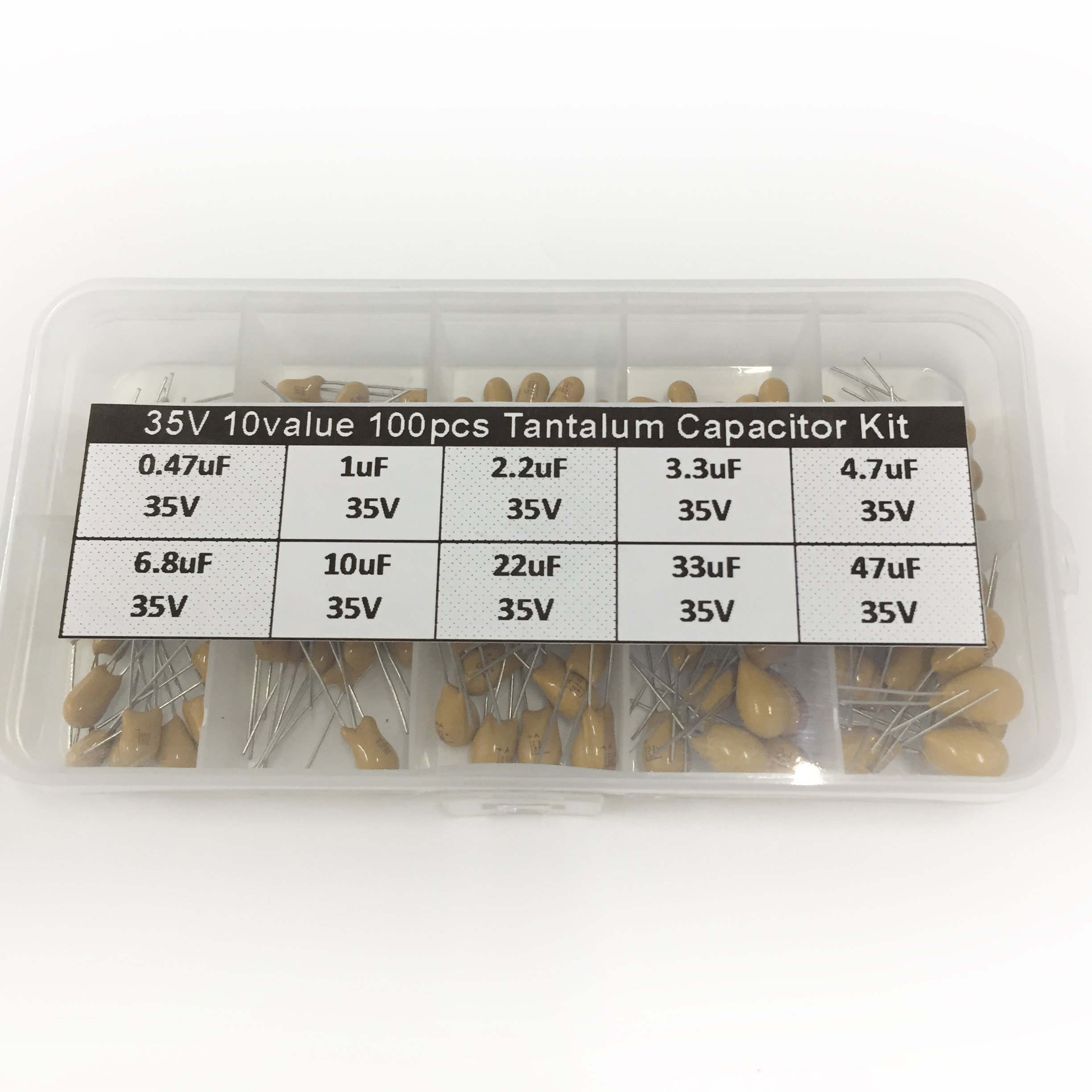 35V Tantalum Capacitor Assorted Kit Box Assorstment 10value x 10pcs 0.47uf~47uf