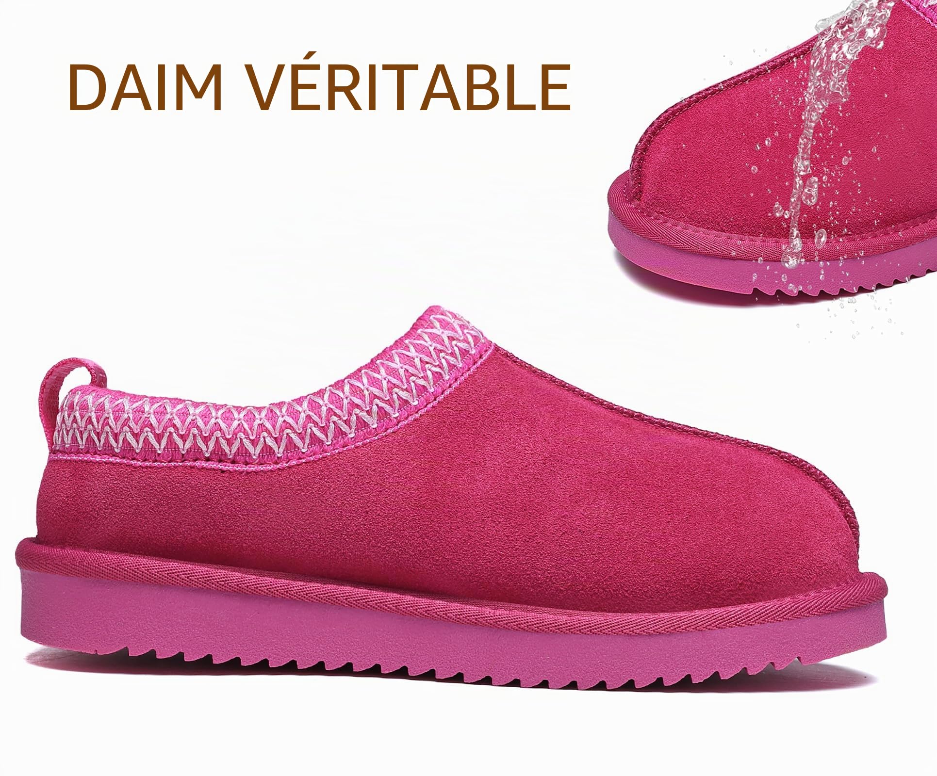 Meik Mangni Chaussons Hommes Femmes Véritable Suède Pantoufles Chaud Confortable Mules Hiver Chaussons en Peluche Antidérapantes Slippers Intérieur extérieur 35-44 EU