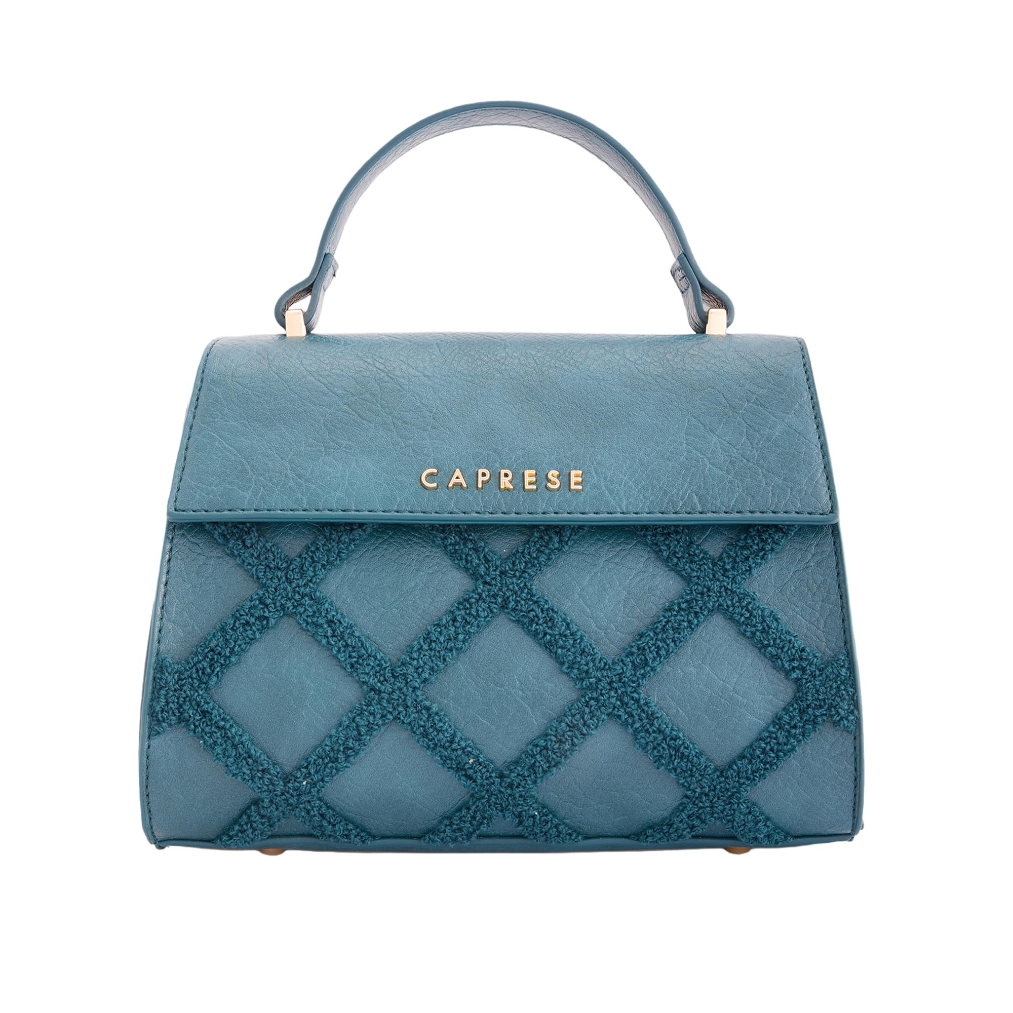 caprese Athena Small Chenille Embroidery Faux Leather Satchel for Women | Elegant Multi-Compartment Shoulder Handbag with Adjustable & Detachable Strap | Premium Magnetic Button Closure-picture-35