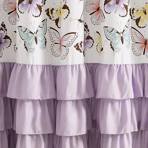 Miniatura 3 de Lush Decor Cortina de ducha con diseño de mariposa, 72 x 72 pulgadas, lila