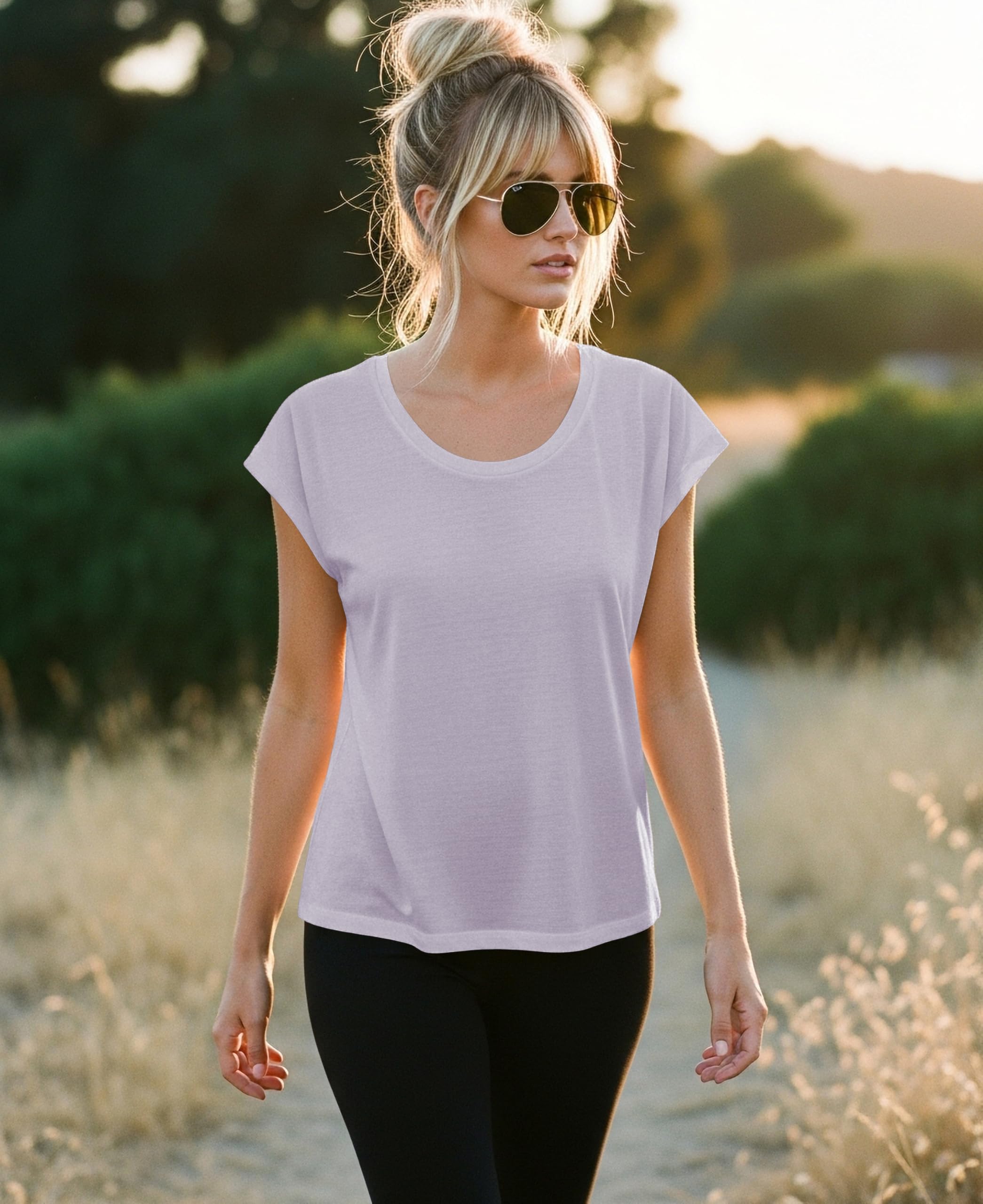 Sexy Basics Donne 5 Pack & 10 Pack Casual & Active Basic Cotone Stretch Colore T Shirt - Multicolore - M