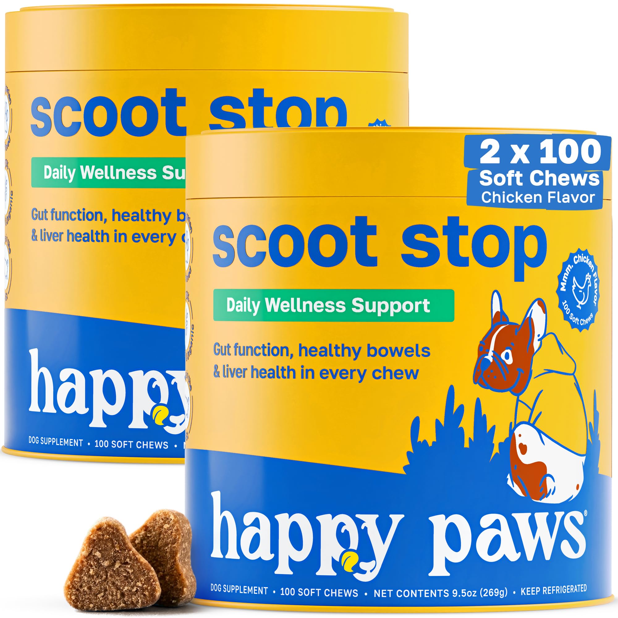Happy Paws Scoot Stop Dog Chews, Anal Gland Support, 200 Count