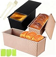 YURTKUMAS 3-Pack Pullman Loaf Pans with Lids - 2.2lb, 1lb & 0.8lb Non-Stick Bread Baking Pans for Sandwiches