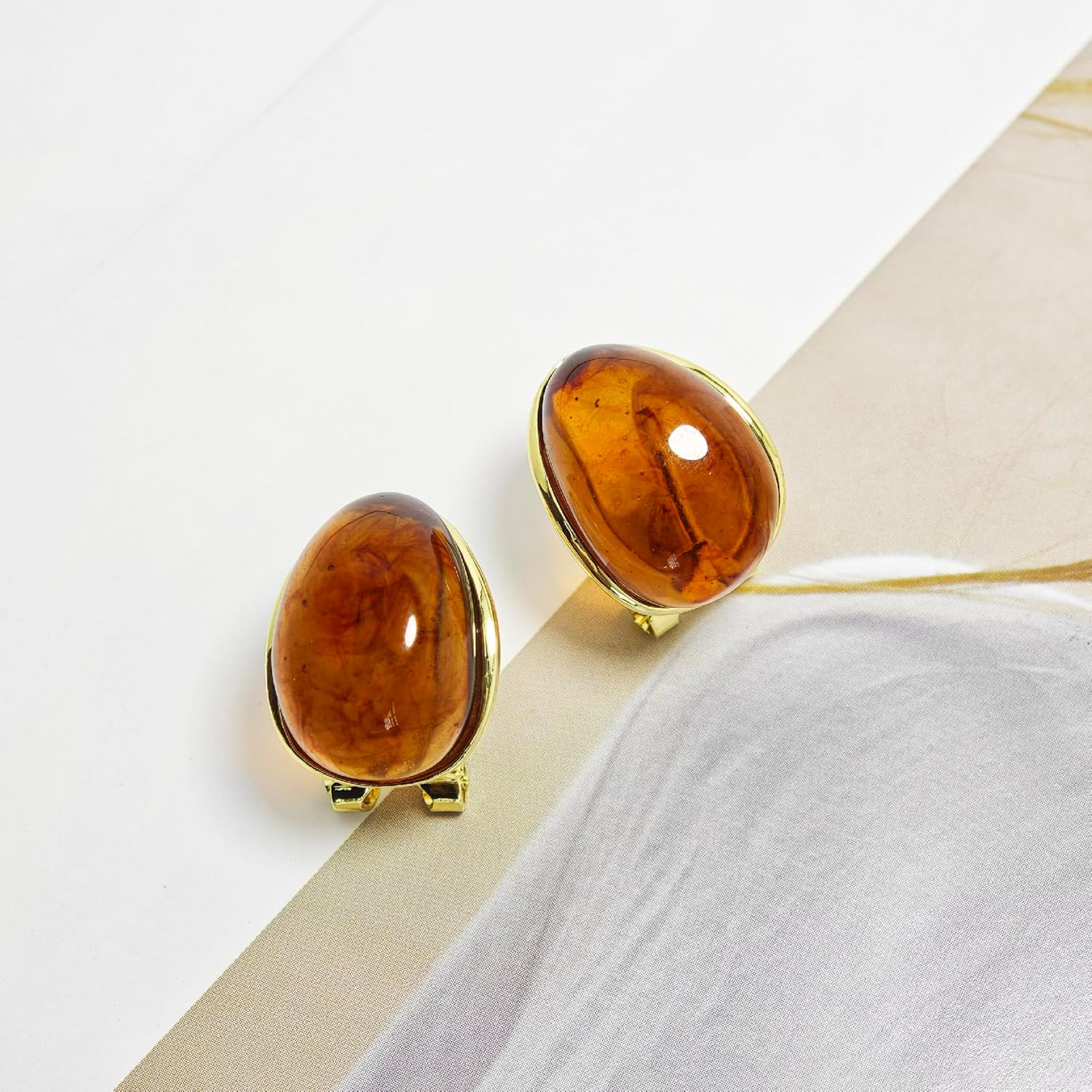 Irregular Amber Earrings for Women Geometric Brown Earrings Gold Statement Earring Asymmetric Crystal Earrings Trendy Vintage Jewelry - Image 7