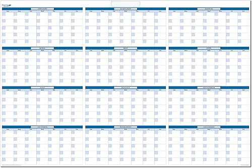 PlanetSafe - Calendario horizontal de 12 meses, calendario borrable en seco para pared, planificador anual, calendarios de pared grandes (36 x 75