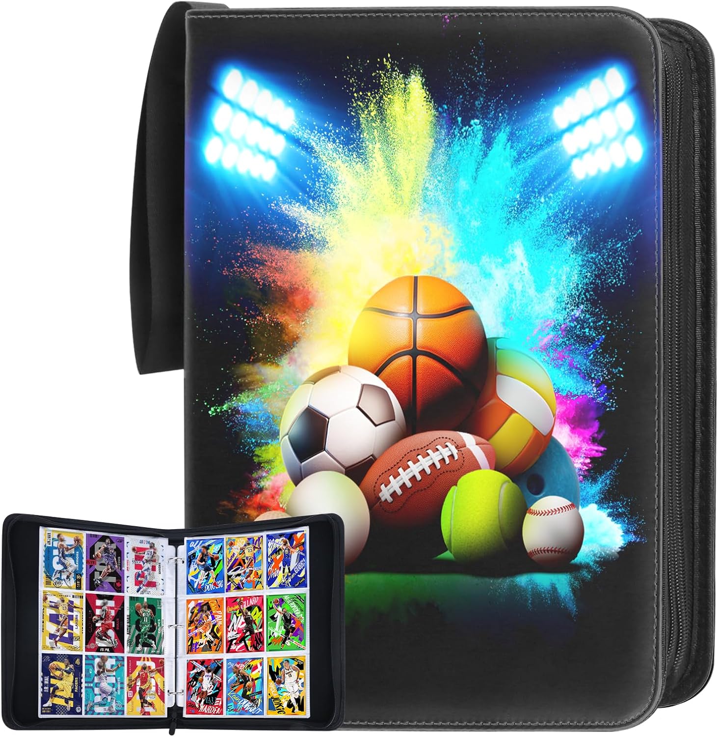 9 Pocket Trading Card Binder, 900-Card Collector Album with 50 Pages Removable Sleeves, Premium Zip Card Folder, PU Collection Binder Album Book for MTG, TCG, Sports Cards, and Game Cards