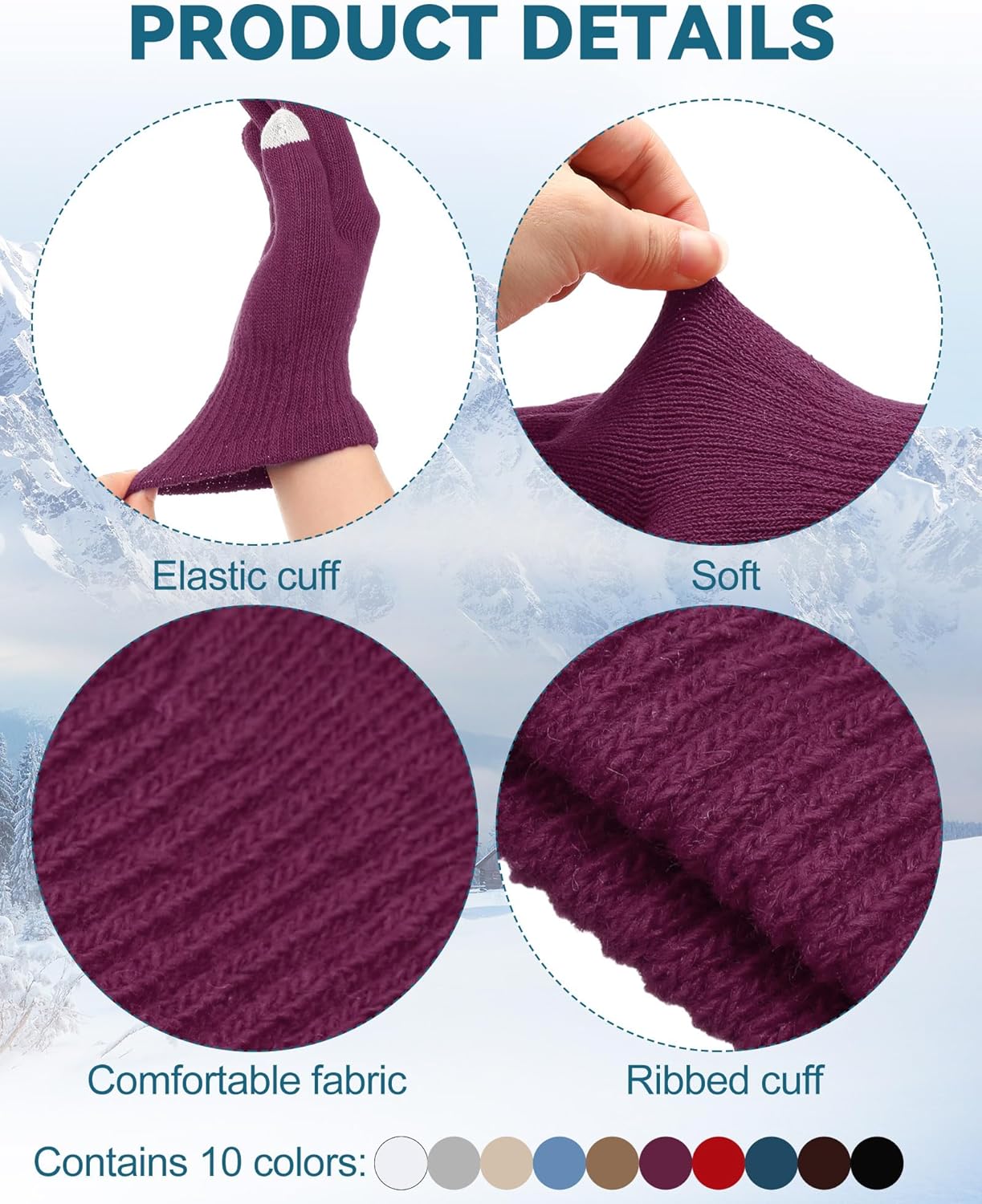 Foaincore Winter Touchscreen Gloves Bulk Stretch Unisex Knit Texting Gloves Pack for Men Women Adults - Image 2