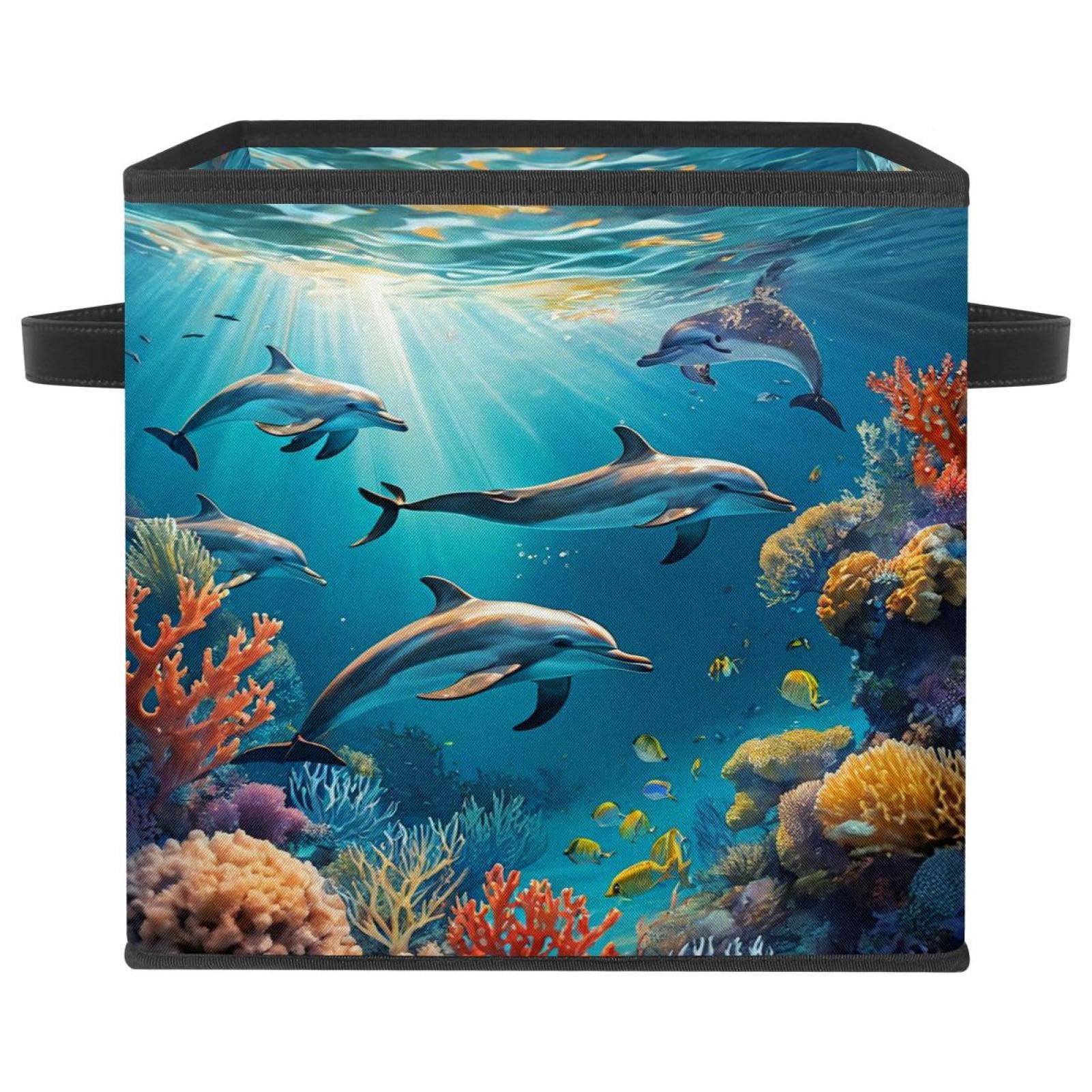 Boîte de rangement pliable pour grand cube et étagère dauphin