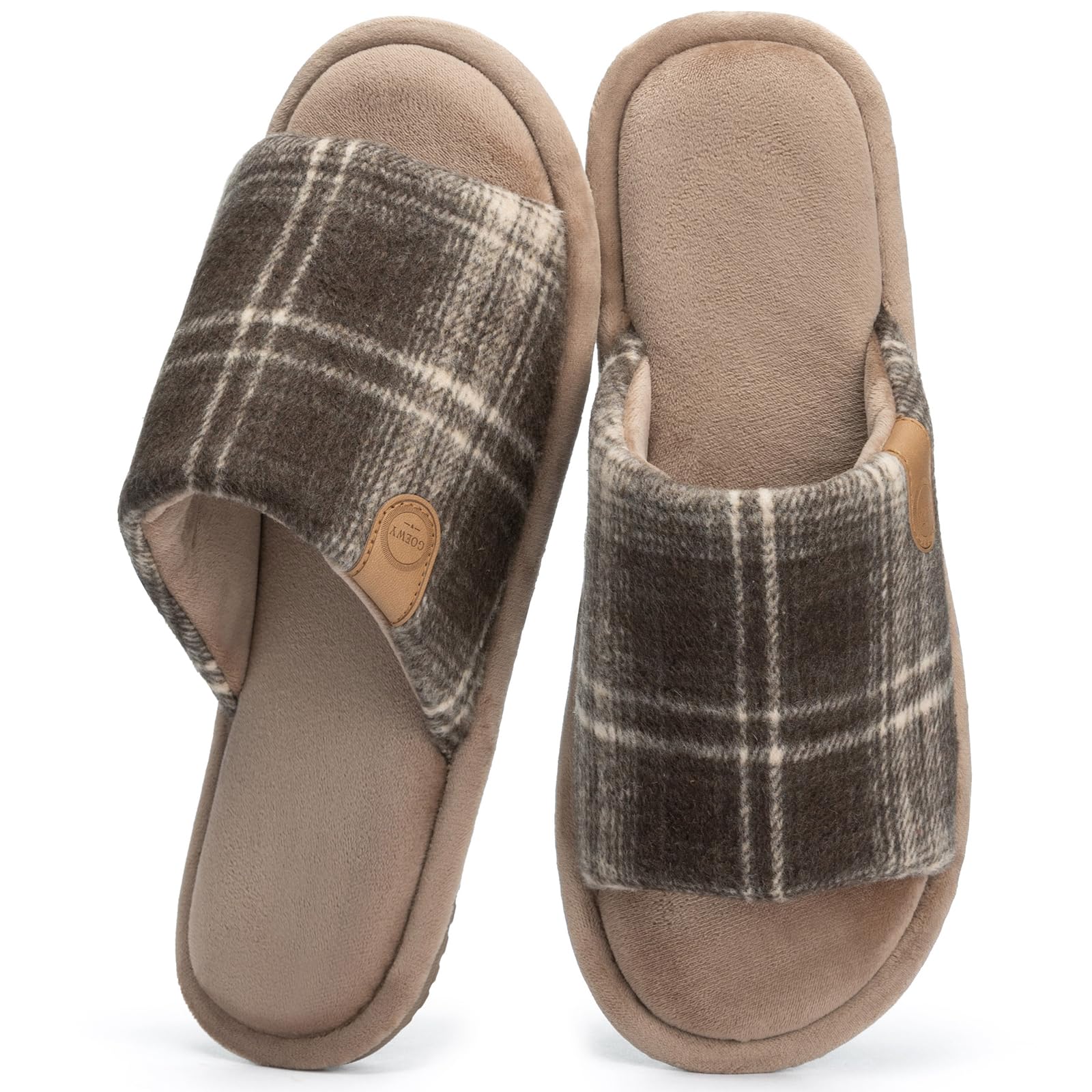 Mens Slippers Open Toe Mens Slippers Cozy Soft Indoor Outdoor House Slipper for Men with Memory Foam