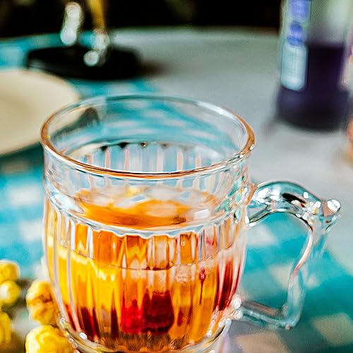 Miniatura 3 de LUXU Tazas de café de vidrio con tapas, tazas de vidrio transparente de 13 onzas, juego de 2 bonitos accesorios de café, vasos de café helado,