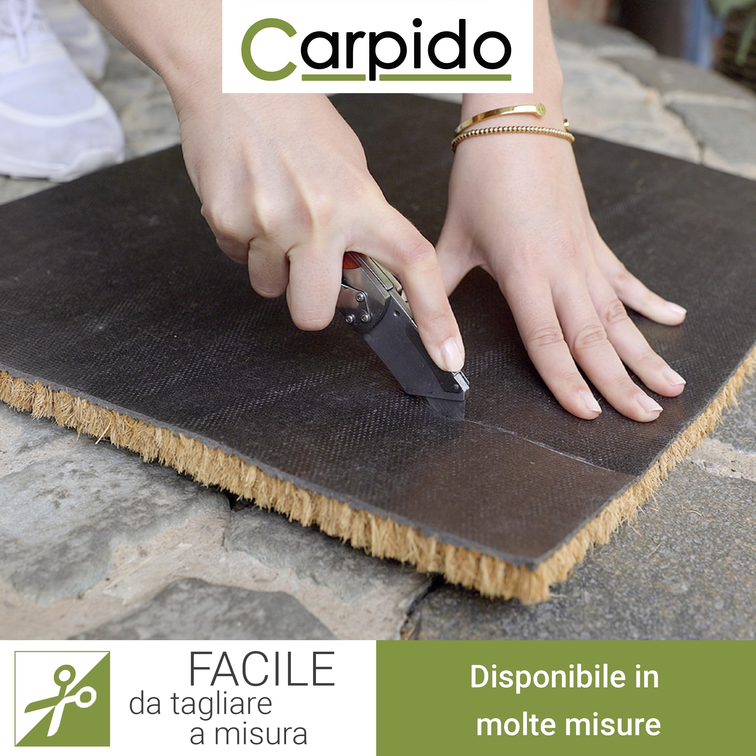 Zerbino in cocco Interni e esterni coperti - 24mm 50x100 cm (Rettangolare) | Zerbini in fibra naturale sostenibile Tappetino antiscivolo e robusto in fibra di cocco e di facile manutenzione