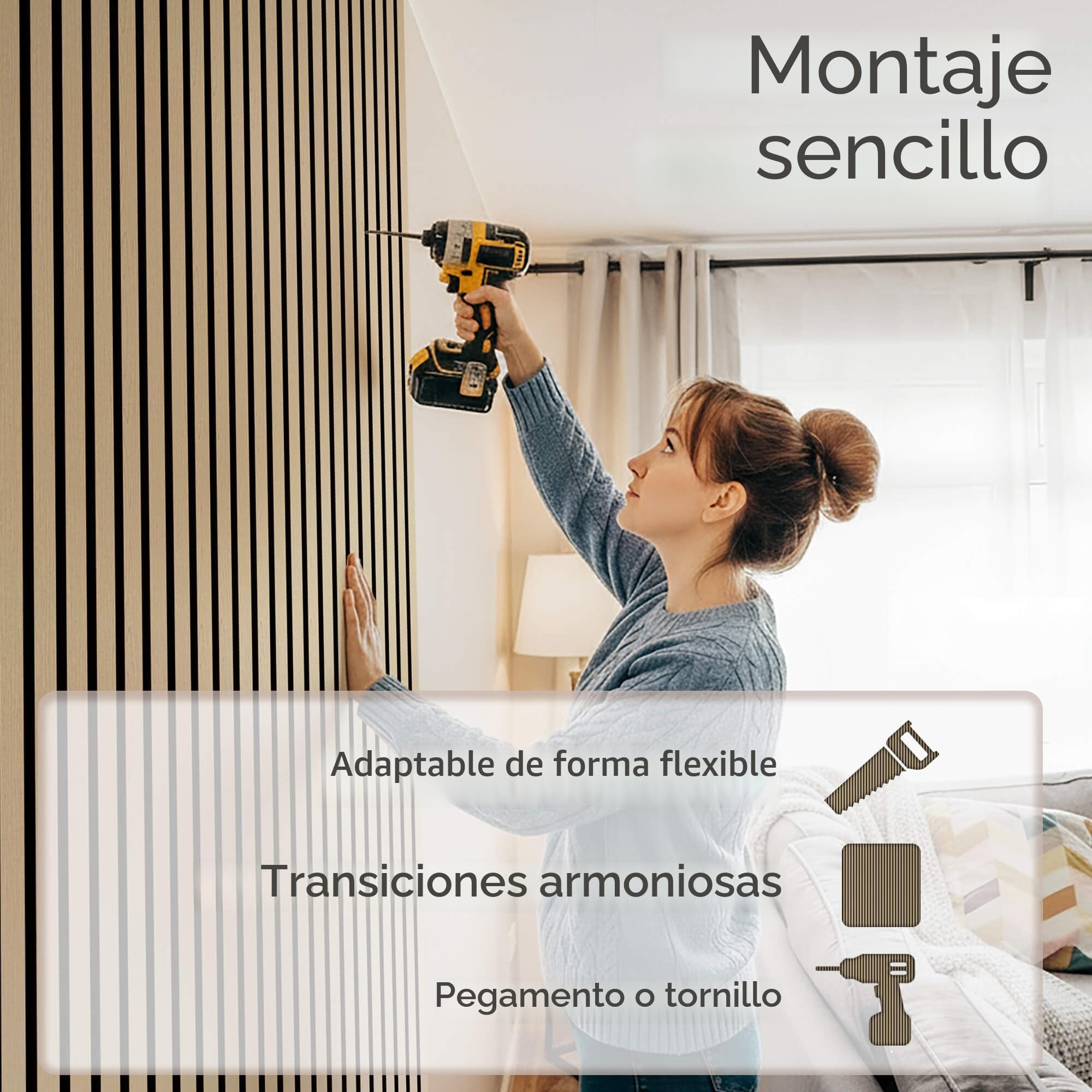 Arebos Paneles acústicos de 120 x 60 cm | pared de láminas en aspecto de madera para pared y techo | moderno panel de pared con alta absorción de sonido | fácil montaje y corte | Juego de 2 unidades