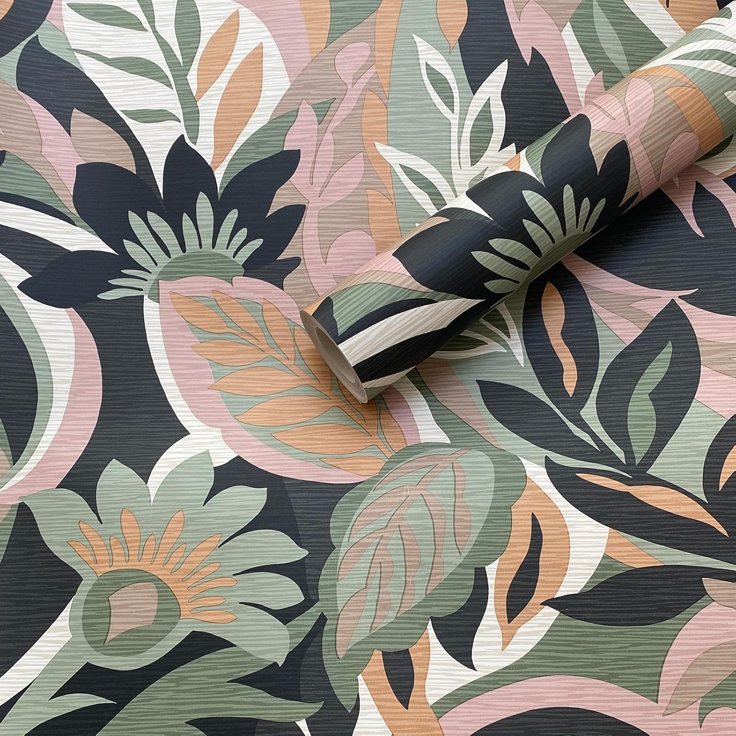 World of Wallpaper Casa Leaf Floral Wallpaper Sage Green/Blush Pink 5902 - Feature Wall Paper for Living Room, Bedroom, Hallway