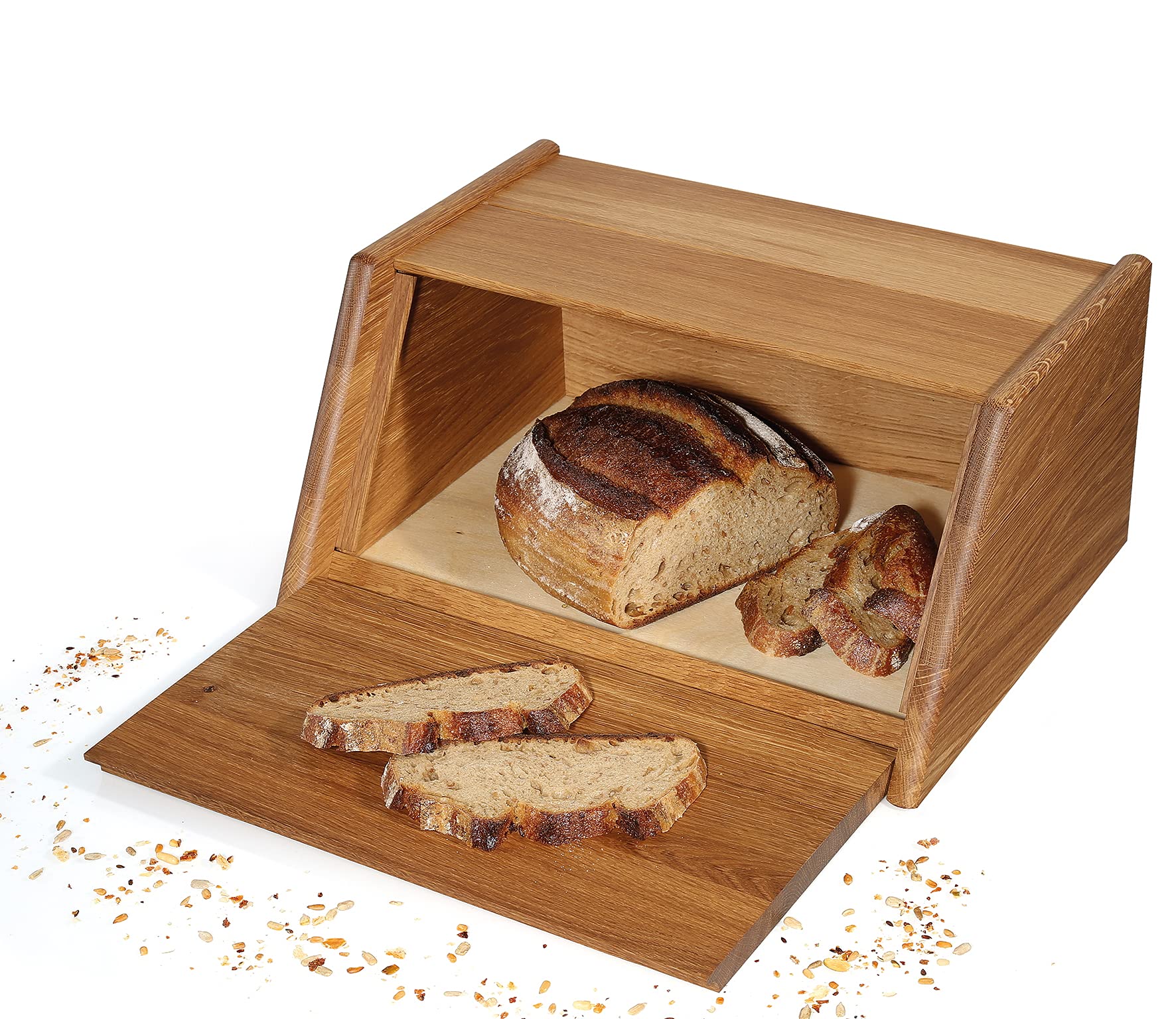 Zassenhaus Chlebak Montana z drewna dębowego w kolorze brązowym, wymiary: 40 cm x 30 cm x 18 cm, 065053