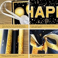 Vista 6 de Decoraciones de fiesta de jubilación, pancarta grande de feliz jubilación negra y dorada, decoraciones de fiesta de jubilación para hombres