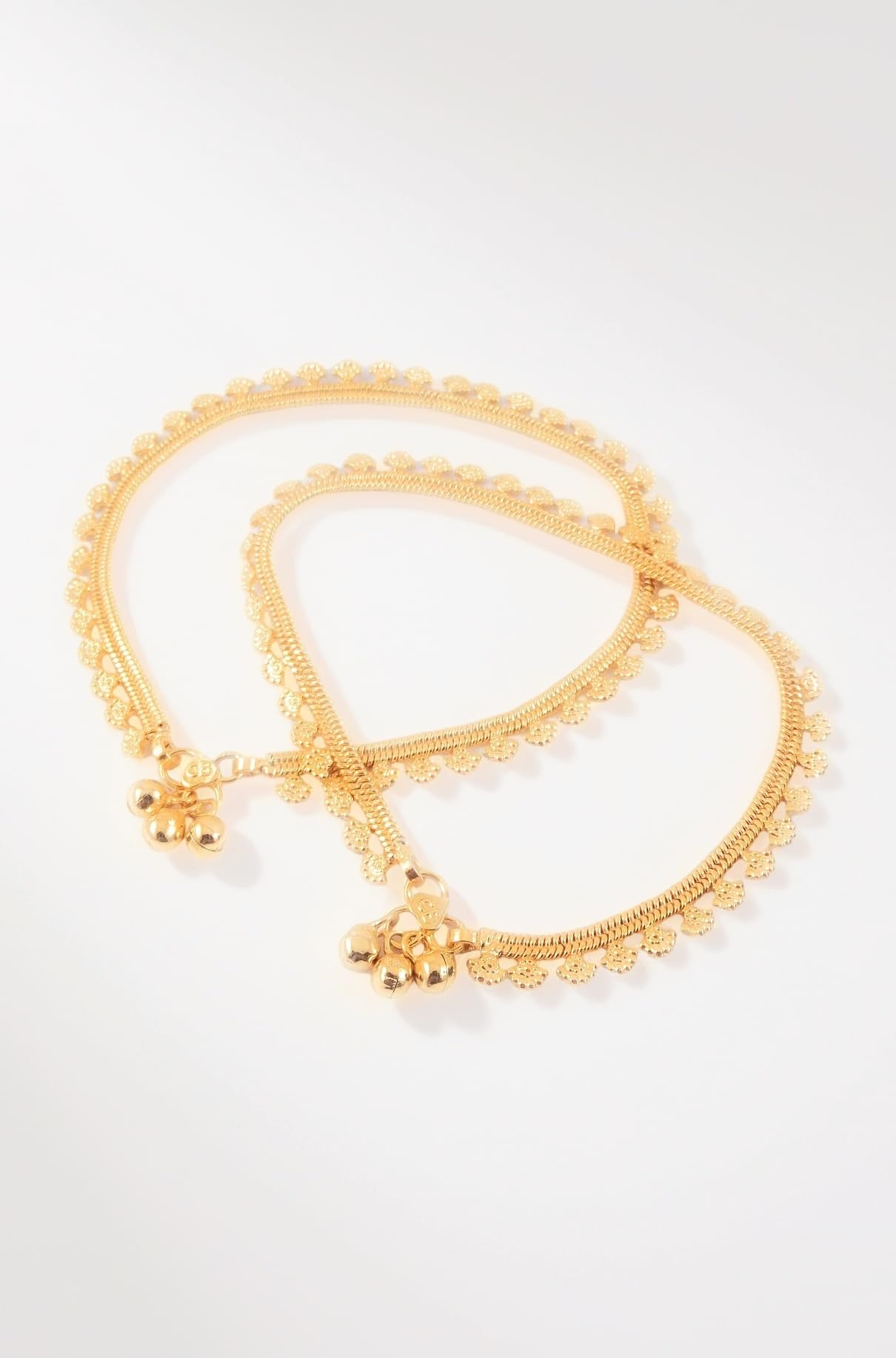 Thin Size Gold Plated Stylish Anklets Kolusu Payal Ghungroo for Women & Girls (Yellow)