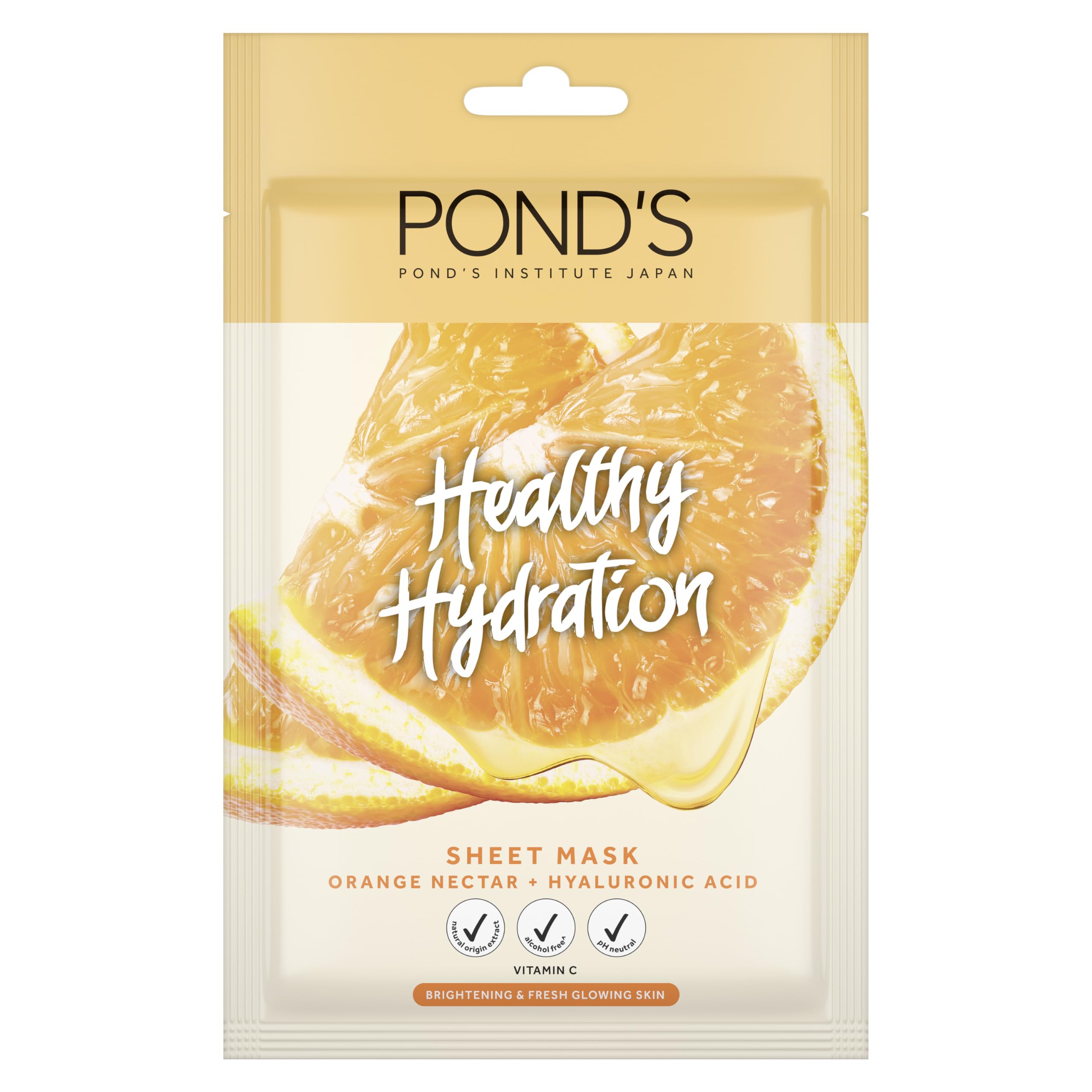 Healthy Hydration Sheet Mask for bright, fresh and glowing skin, Orange, with 100% natural origin orange extract, hyaluronic acid & vitamin C, 25ml