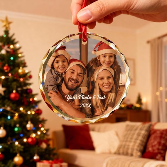 Bemaystar Personalized Christmas Ornaments,Custom Christmas Ornament with Photo,3-5 Persoanlzied Family Ornaments 2025