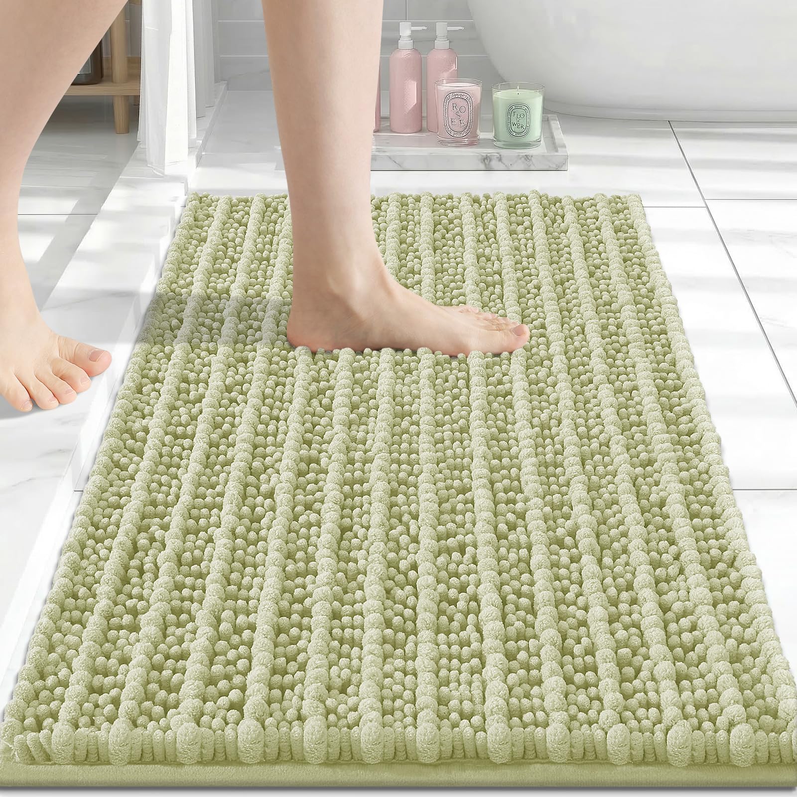 Arotive Bathroom Rugs Mat 24x16, Soft Absorbent Chenille Shaggy Bath Mat