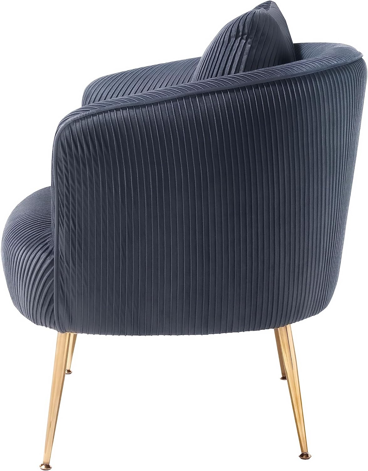 Art Leon Velvet Accent Chair, Upholstered Modern Single Sofa Chair, Comfy Barrel Chair with Golden Metal Legs for Living Room Bedroom, Gray