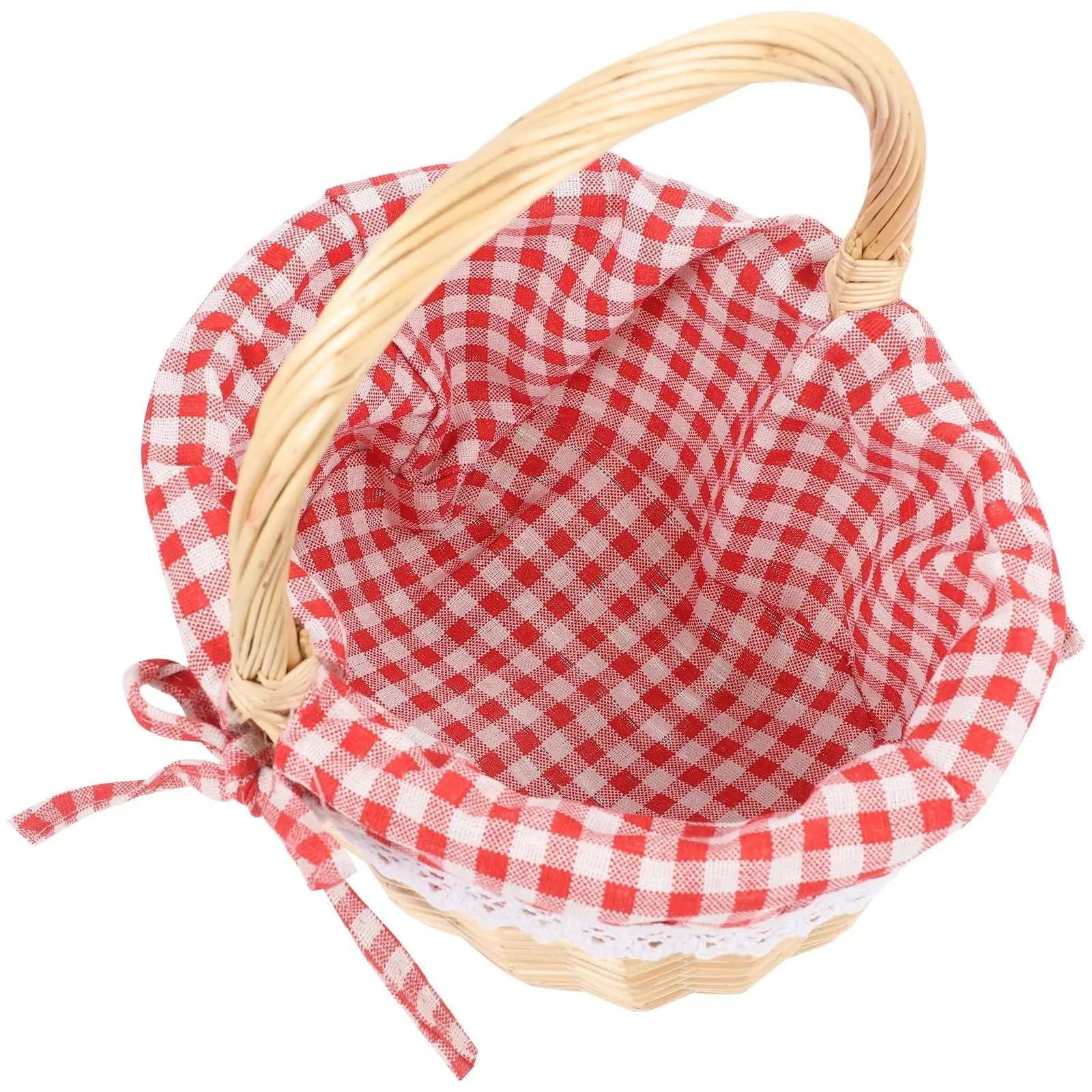 Cesta de almacenamiento para cocina y picnic, de mimbre tejido a mano.