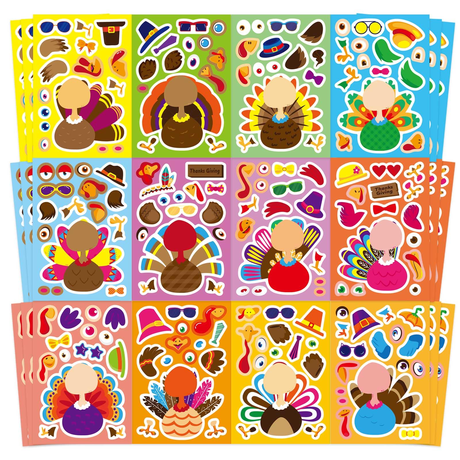Click to get 36 PCS Make a Turkey Stickers Thanksgiving Sticke