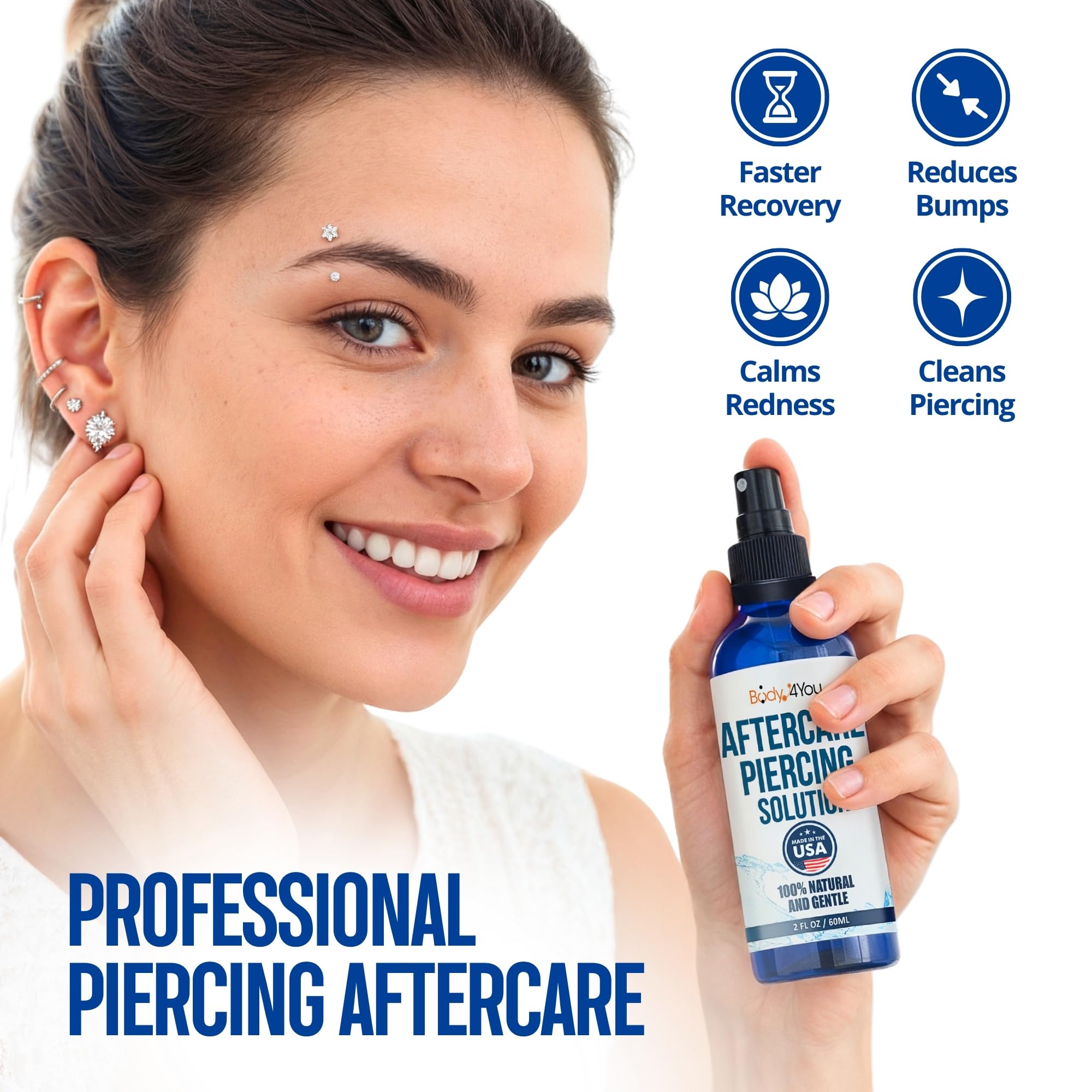 Snapklik.com : BodyJ4You Piercing Aftercare Spray - Saline Solution For ...