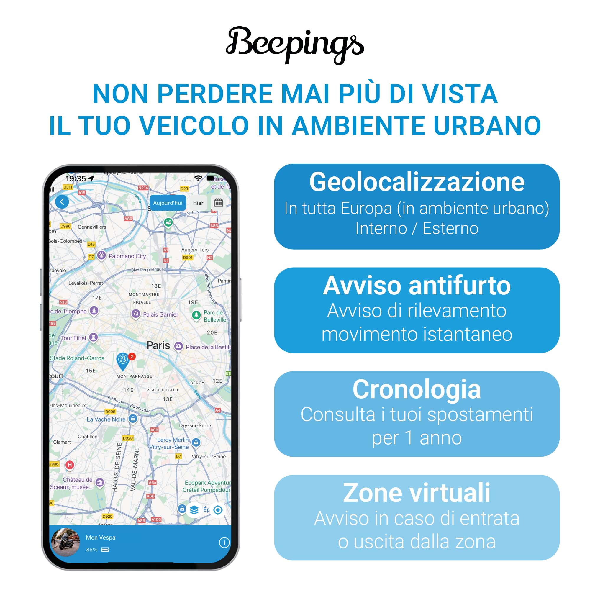 Tracker GPS ZEN S - Non Disturbabile - 3 Anni di Abbonamento Inclusi - Auto, Moto, Scooter, Monopattino, Borsa - Fino a 6 Mesi di Autonomia - Senza Scheda SIM