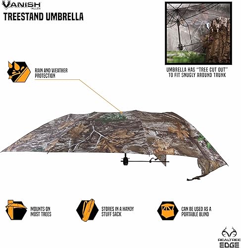 Miniatura 3 de Allen Company Vanish - Paraguas instantáneo con soporte para árbol de techo, paraguas grande con borde Realtree Camo - Paraguas de caza duradero y