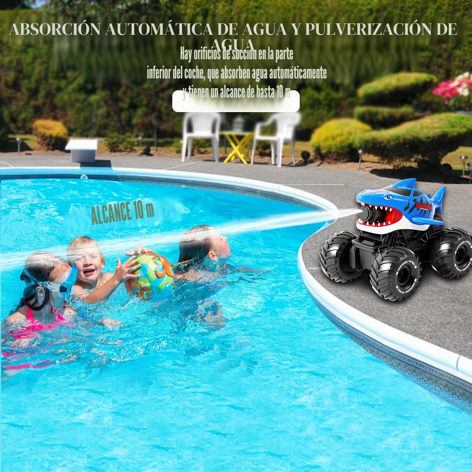 Coche Teledirigido Anfibio, 4WD 360 ° Rotación 2.4GHz RC Coche Radiocontrol con Agua Aerosol, Coche Teledirigido de Control Remoto Recargable Juguete Niños de Niños 6-12 Años
