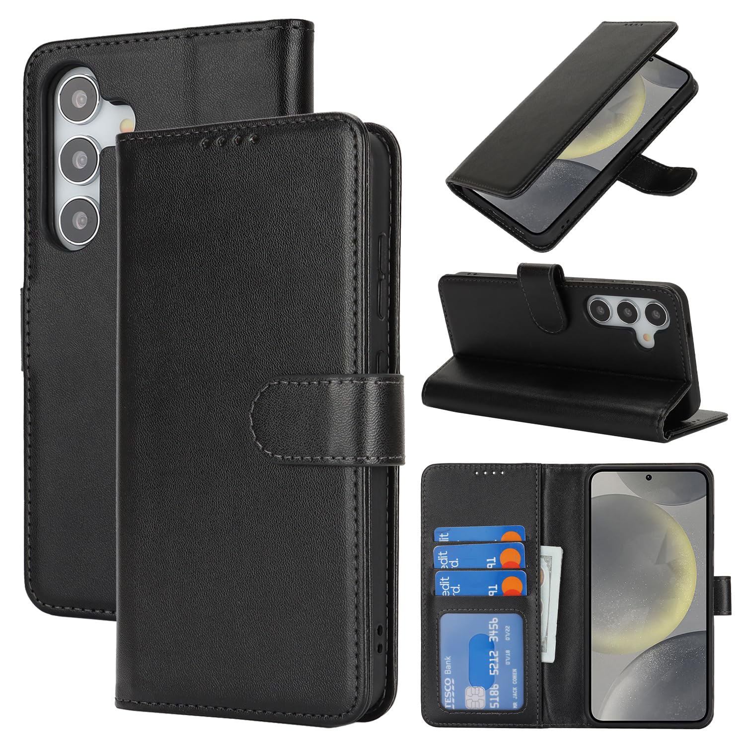 SunYoo for Samsung Galaxy S24 Case Wallet with Card Holder,Galaxy S24 Wallet Case for Men Women,PU Leather Magnetic Clasp Stand Flip Phone Case