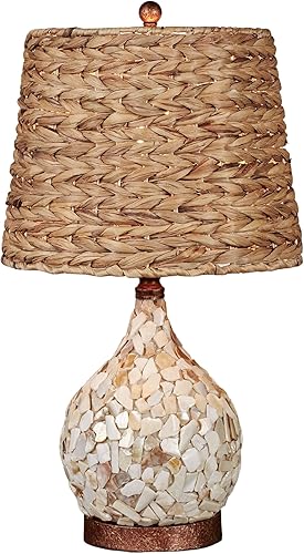 Miniatura 1 de Touch of Class Theia II - Lámpara de mesa de madreperla con parte inferior de mosaico, marfil, blanco, beige, lámparas temáticas de estilo costero