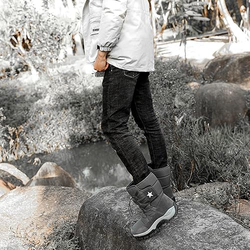 Amazon | [XYZL] 男女兼用 防寒 グレー ブーツ メンズ スノーブーツ