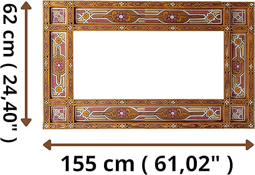 Miniatura 2 de Espejo marroquí vintage de madera, espejo horizontal de granja, espejo de madera grande, marco de espejo de baño rústico, marco de madera colgante,