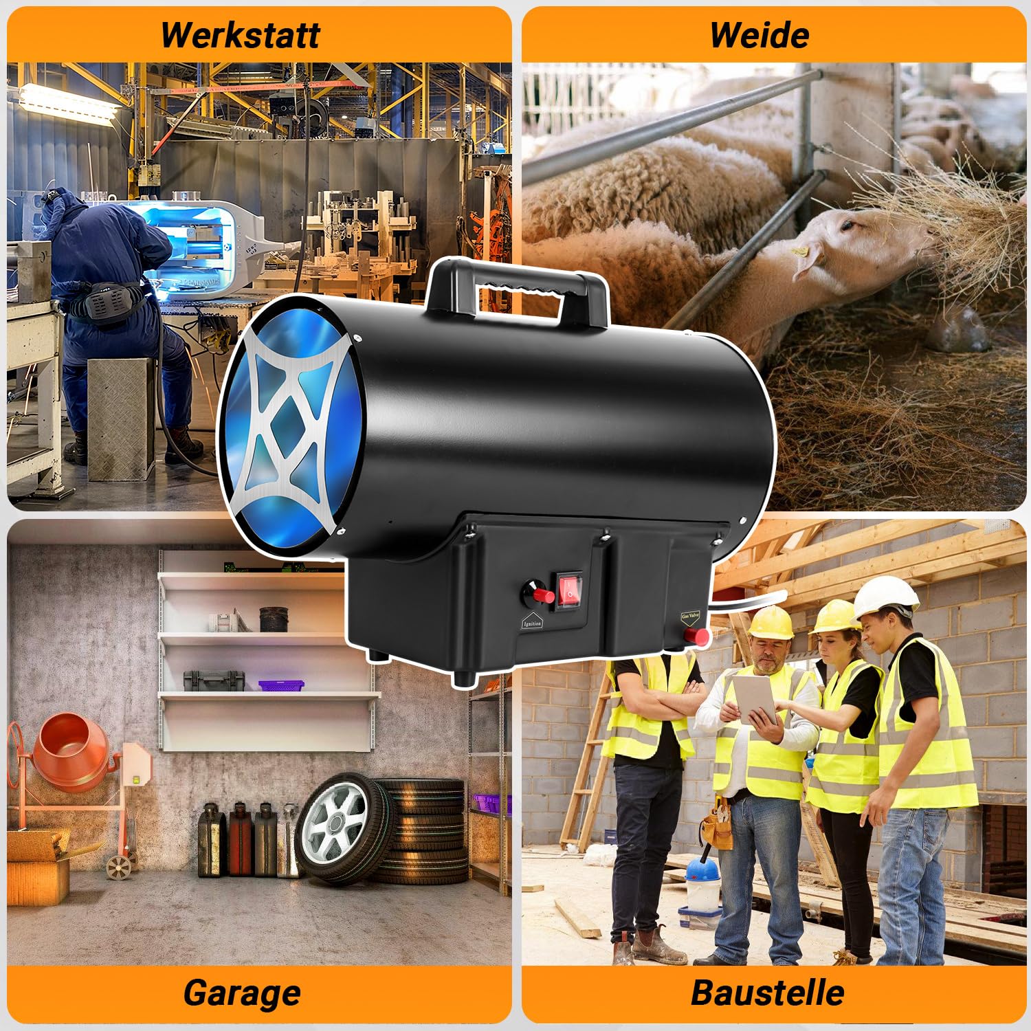 EINFEBEN Gas Heater, 15 kW, Gas Heater for Gas Cylinder