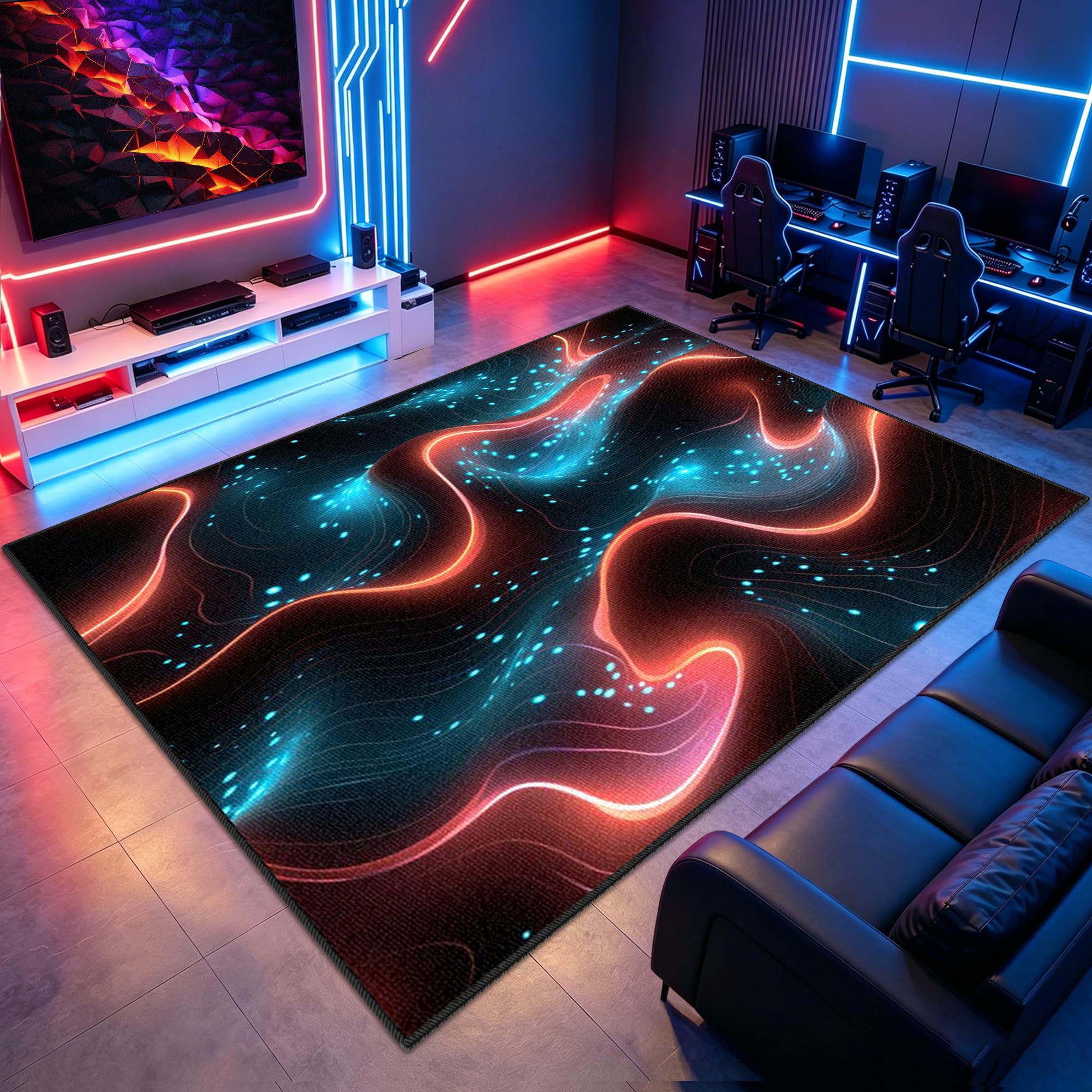 Tapis de sol gaming 3D antidérapant 90x160 cm pour chambre d'ado