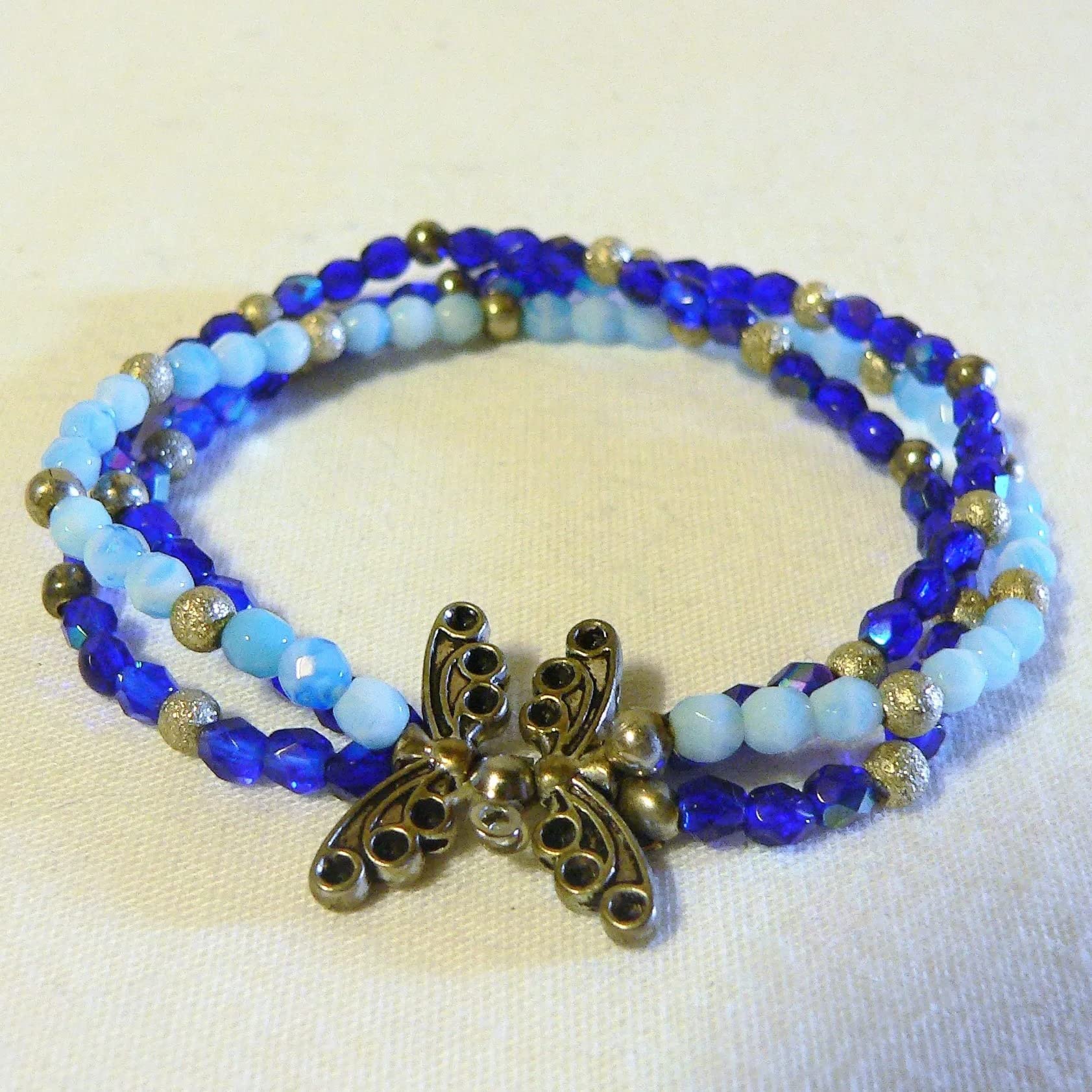 Gioielli: collana, bracciale e orecchini, perline in ceramica, colore blu personalizzato,"Nuvoloso"