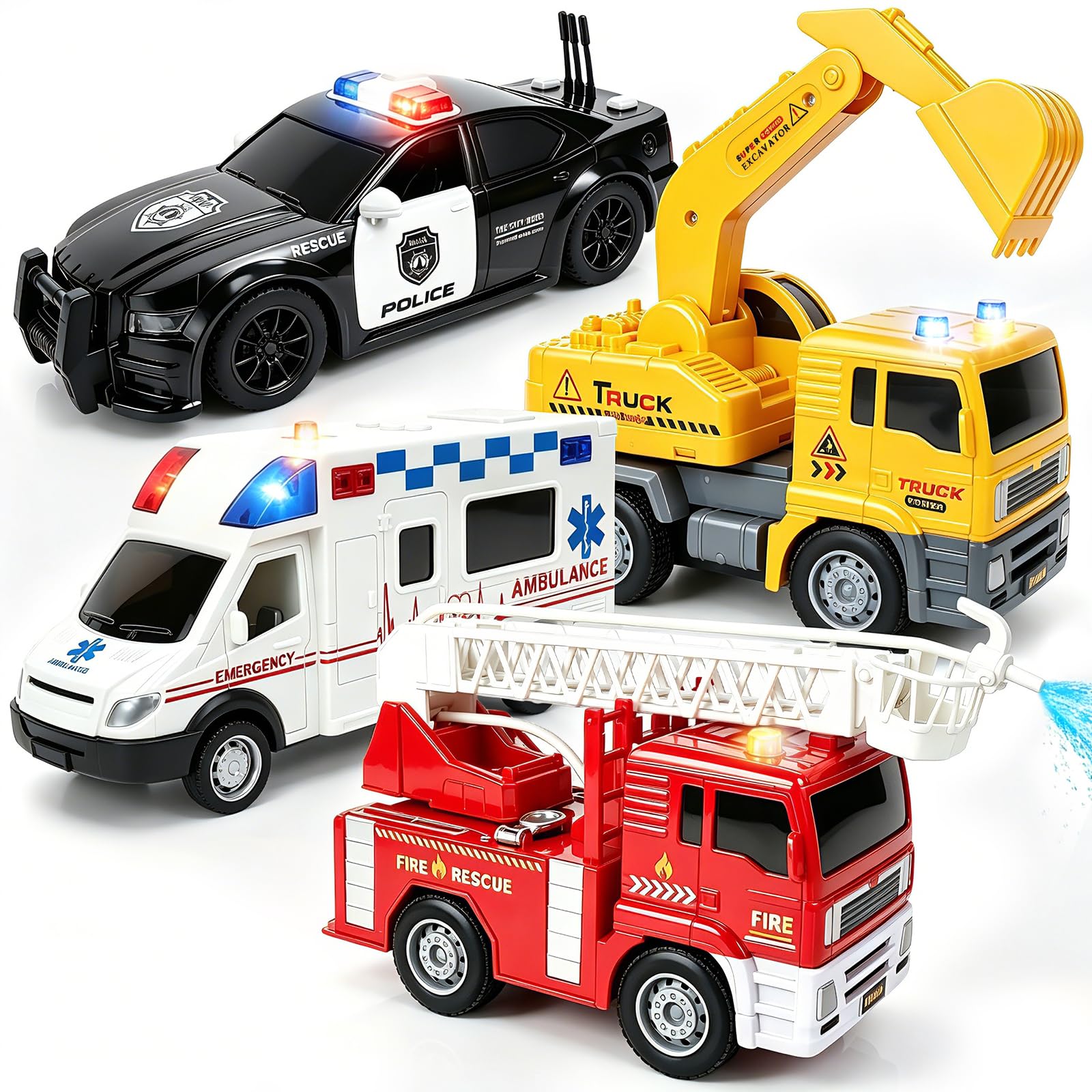 4-In-1 Toddler Car Toys Set| Ambulance Toy for 3+ Years Old Kids Boys